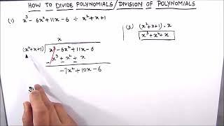 Division of Polynomials / Dividing Polynomials Using Long Division / Divide Polynomials by Trinomial