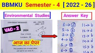 VAC 2 Answer key l semester 4 vac 2 environmental studies 1st sitting ka question paper  vac 2 bbmku