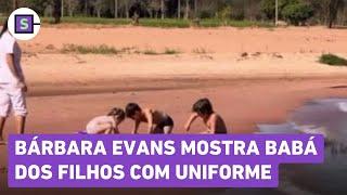 Bárbara Evans mostra babá dos filhos com uniforme e explica