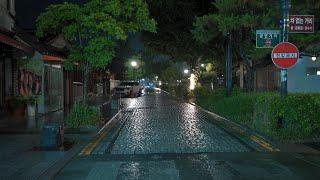 [Rain Walk] Rainy night streets in Jeonju City