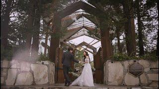 Couple getting married at their 10th anniversary in the glass chapel ( Wayfarers Chapel )