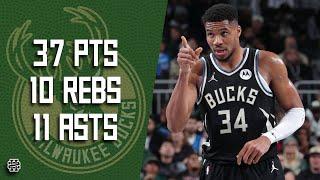 Giannis Antetokounmpo 37 pts 10 rebs 11 asts vs Pacers 24/25 season