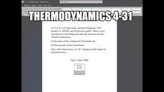 Thermodynamics 4-31 A 0.5-m3 rigid tank contains refrigerant-134a initially at 160 kPa and 40%