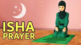 How to pray Isha for Girls - Step by Step - with Subtitle