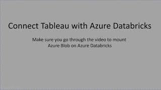 Azure Databricks | Connect Tableau with Azure Databricks