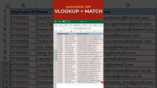 #shorts | VLOOKUP with MATCH in Excel