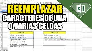 COMO REEMPLAZAR TEXTOS Función Sustituir en Excel - Cambiar Caracteres de una celda por otros