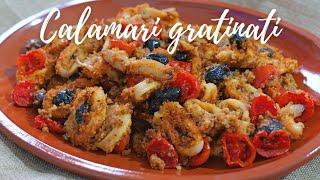 GRATINATED SQUID RINGS WITH TOMATOES AND BLACK OLIVES | A DELIGHT | QUICK AND EASY RECIPE