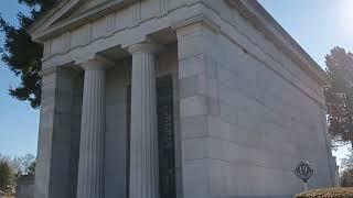 Famous Graves - Phil at the mausoleum of Colonel Jacob Ruppert, December 12, 2024