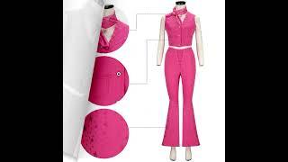 Vikidoky Margot Robbie Pink Cowgirl Costume Movie Cosplay Outfits