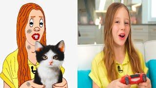 Nastya created her own Roblox world | Funny drawing meme