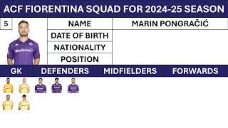 ACF Fiorentina's Squad for 2024-25 season | Who is your favourite???