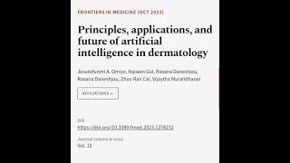 Principles, applications, and future of artificial intelligence in dermatology | RTCL.TV