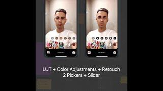 Spark AR: LUT + Retouch + Color Adjustments. 2 Native UI Pickers + Slider