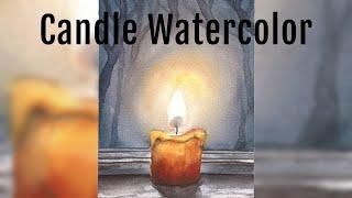 Candle light watercolor tutorial - Luce di una candela acquerello tutorial