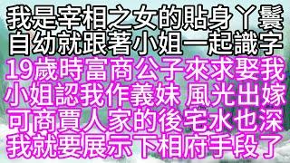 我是宰相之女的貼身丫鬟，自幼就跟著小姐一起識字，19歲時，富商公子來求娶我，小姐認我作義妹，風光出嫁，可商賈人家的後宅水也深，我就要展示下相府手段了【幸福人生】#為人處世#生活經驗#情感故事