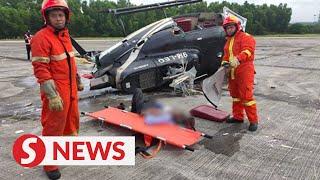 Helicopter crashes on Subang Airport runway