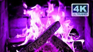  PURPLE Fireplace 4K! Colorful Fireplace Burning with purple flames. Halloween 2024