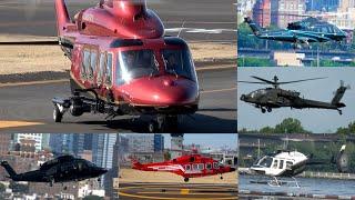 25+Minutes Helicopters action: up close S-76, EC-145, Bell-206, AW-139, Bell-407,AW-189 and more