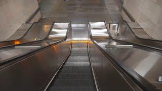 Czech Republic, Prague, Palmovka Metro Station, 1X escalator @ night