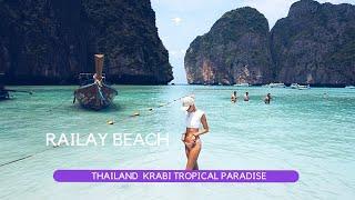 4K HDR // Walking Railay Beach in Krabi | BEST Place in the World | Thailand 2023