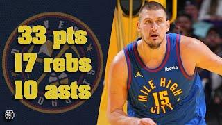 Nikola Jokic 33 pts 17 rebs 10 asts vs Mavericks 24/25 season