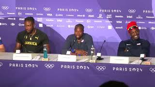NOAH LYLES BEATS JAMAICA’S KISHANE THOMPSON IN PHOTO FINISH TO WIN OLYMPIC 100M | Press Conference