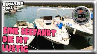 Motorboot fahren  | Camp Kovacine | Blaue Grotte | Kroatien 2023 | Wohnwagen Camping Sommer Urlaub