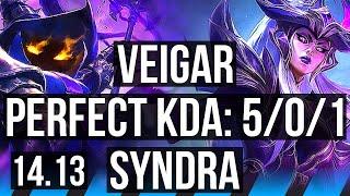 VEIGAR vs SYNDRA (MID) | 5/0/1, 2000+ games, Rank 9 Veigar | EUW Master | 14.13