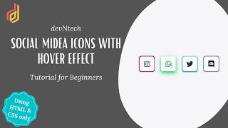 HTML & CSS Tutorial | Social Media Icons with Hover Effects