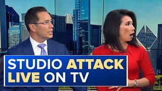 Vandal Damages ABC 7 Chicago's Studio During Live Newscast