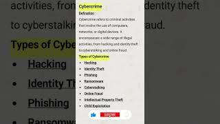 Brief Explanation of cyber crime and its Types #cybercrime #types