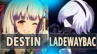 GBVSR:destin (Vikala) Vs Ladewaybac (2B)| High Level Gameplay.