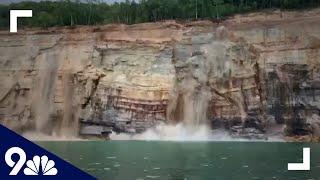 Boaters watch cliff collapse along Lake Superior