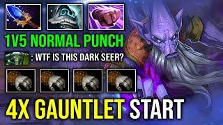 WTF 4x Gauntlet Start Item 1v5 Solo Mid Dark Seer 1 Hit Normal Punch 100% OP Wall of Replica Dota 2