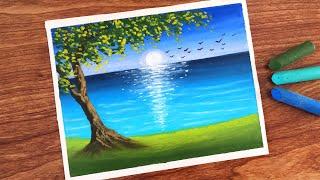 Easy Oil Pastel Ocean Scenery Painting for beginners | Oil Pastel Drawing