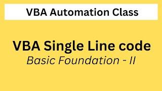 Excel VBA Basic Code | VBA Single line code | VBA for Beginner | #MISSupportJunction