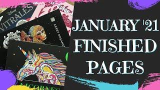 JANUARY COMPLETED PAGES | ADULT COLOURING BOOK PAGES FINISHED IN JANUARY 2021