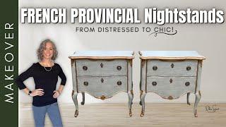 Taking these Hooker Nightstands from distressed to CHIC!!