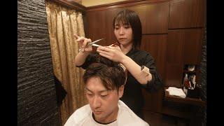 ASMR Luxury haircut, facial massage and shaving at a high-end barber shop