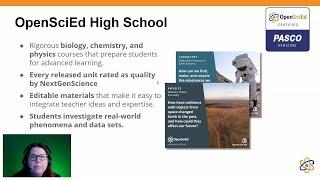 PASCO Certified Version of OpenSciEd High School | Webinar - 2025 02 05