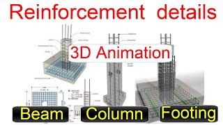 Reinforced concrete Beam, Column and Footing || 3D Animation