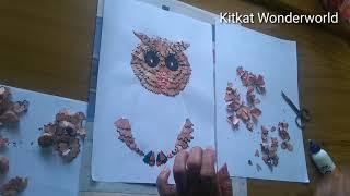Pencil shaving to Owl art/Craft: Best Out of Waste/ Pencil Waste Owl