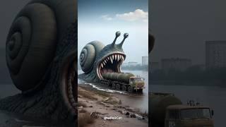 Evolution of Snail Monster Almost Ate Tanker Truck #snail #tankertruck