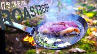 DryAge Steak over FIRE cooked in the mid of the Forest( solo Bushcraft trip, no talk, relaxing)