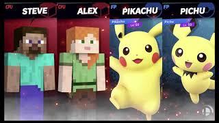 Super Smash Bros Ultimate Amiibo Fights – Steve & Co #282 Steve & Alex vs Team Pika