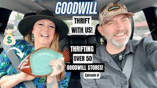 SO MANY FINDS! THRIFTING OVER 50+ GOODWILL THRIFT STORES! Thrift With Me Episode 6