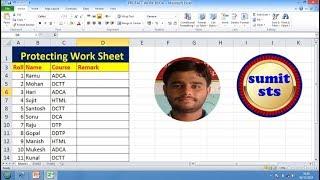 how to Protect Work Sheet in ms excel