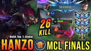MCL FINALS!! 26 Kills Hanzo Best Build & Emblem, Almost SAVAGE!! - Build Top 1 Global Hanzo ~ MLBB