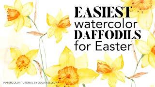 Watercolor  EASTER greeting cards - DAFFODILS tutorial for beginners!
